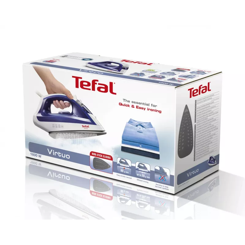 Lyginimo lygintuvas Tefal Virtuo FV1711 – 1800 W, Durilium padas, 0,2 L talpa, vertikalus garas, violetinis/baltas