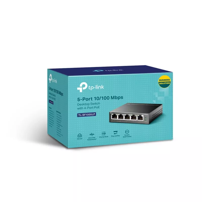 Nevaldomas jungiklis TP-Link TL-SF1005LP 5 prievadų 10/100Mbps su 4 prievadais PoE