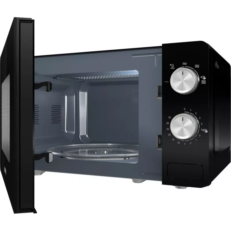 Mikrobangų krosnelė Gorenje MO20E1B — 20 L, 800 W, 5 galios lygiai, 270 mm padėklas, juoda