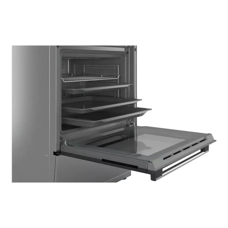 Laisvai pastatoma elektrinė viryklė Bosch Serie 4 HKR39A250U, keraminė kaitlentė 4 zonos, orkaitė 66 L, nerūdijantis plienas, 600 mm