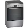 Laisvai pastatoma elektrinė viryklė Bosch Serie 4 HKR39A250U, keraminė kaitlentė 4 zonos, orkaitė 66 L, nerūdijantis plienas, 600 mm