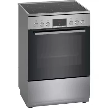 Laisvai pastatoma elektrinė viryklė Bosch Serie 4 HKR39A250U, keraminė kaitlentė 4 zonos, orkaitė 66 L, nerūdijantis plienas, 600 mm