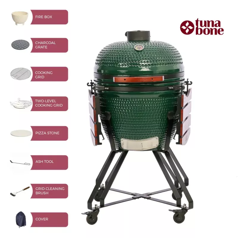Keraminis Kamado grilis TUNABONE Classic 23 coliai (L dydis) Žalias