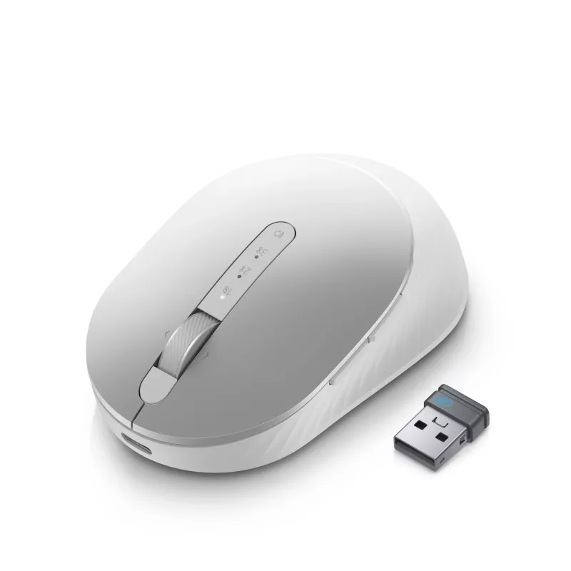 DELL Pro Premium Compact Mouse - MS7421W - Platininė sidabrinė, ambidekstrinė, optinė, RF belaidis + Bluetooth, 1600 DPI, Platinum, Silver (atidaryta pakuotė)