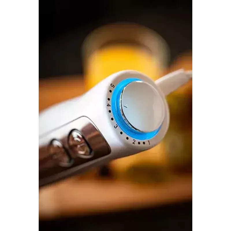 Panardintuvas Adler AD 4625w – rankinis blenderis, 5 greičiai, turbo, 1500 W, nerūdijančio plieno antgalis, sidabrinis/baltas