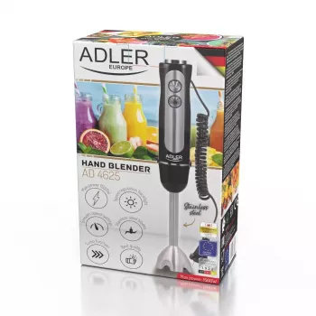 Panardintuvas Adler AD 4625B – rankinis blenderis, 1500 W maks., 850 W nominali, 5 greičiai, mechaninis valdymas, turbo, nerūdijančio plieno peilis, juodas