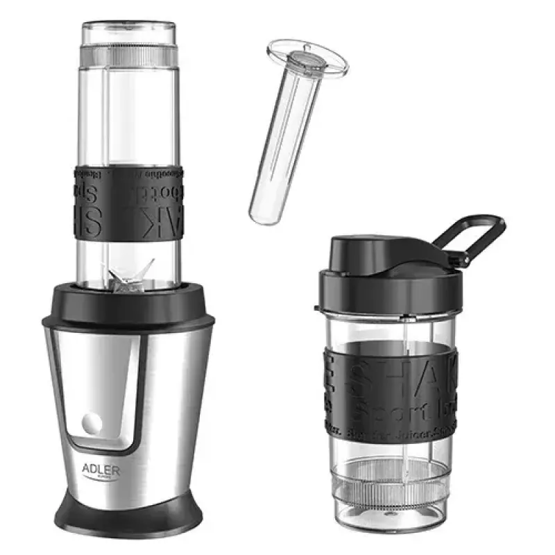 Sportinis blenderis Adler AD 4081 – nešiojamas asmeninis blenderis, 800 W, 0,57 L, nerūdijančio plieno peilis, 2 buteliai