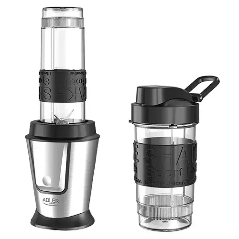 Sportinis blenderis Adler AD 4081 – nešiojamas asmeninis blenderis, 800 W, 0,57 L, nerūdijančio plieno peilis, 2 buteliai