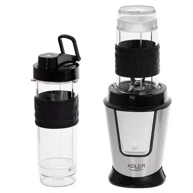 Sportinis blenderis Adler AD 4081 – nešiojamas asmeninis blenderis, 800 W, 0,57 L, nerūdijančio plieno peilis, 2 buteliai
