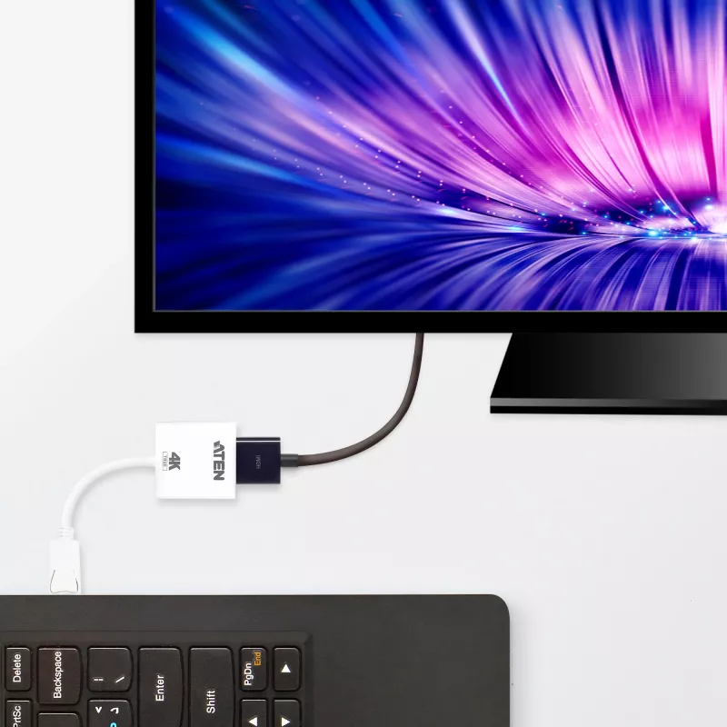 ATEN True 4K DisplayPort į HDMI aktyvus adapteris, 4096 x 2160 pikselių, 60 Hz, baltas