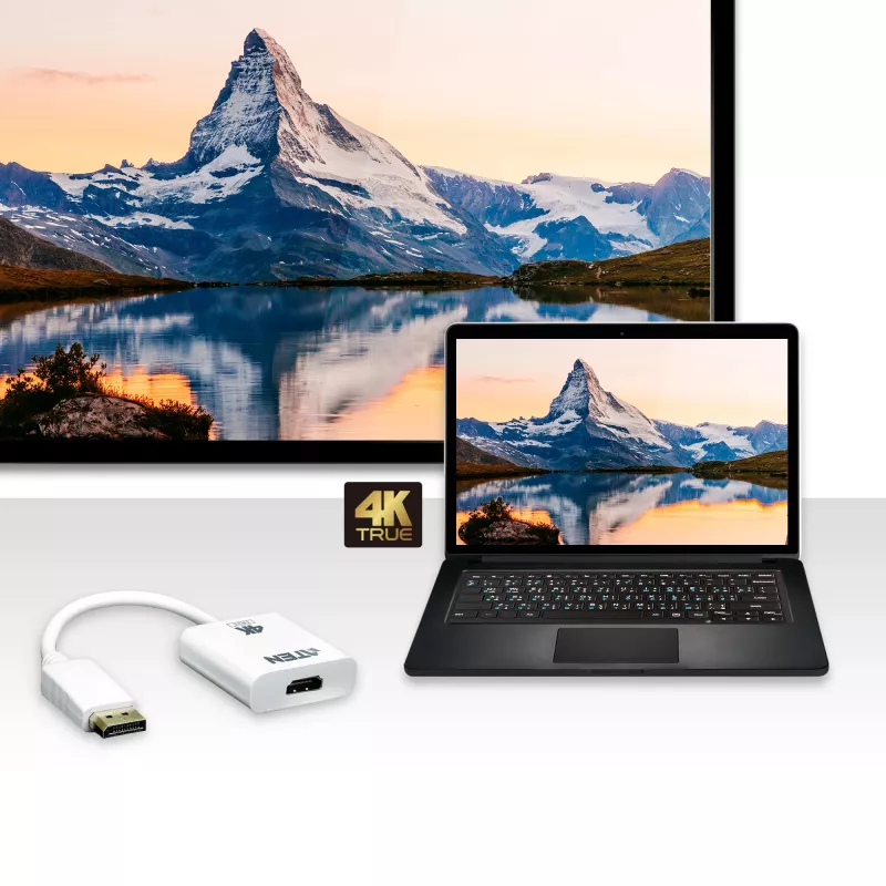 ATEN True 4K DisplayPort į HDMI aktyvus adapteris, 4096 x 2160 pikselių, 60 Hz, baltas