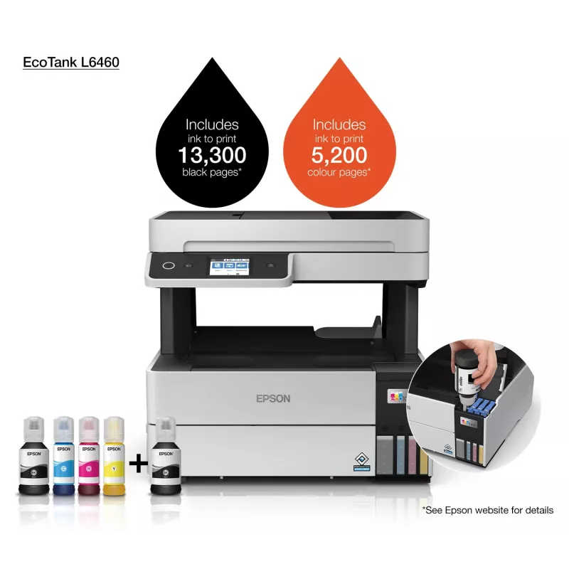 Daugiafunkcis spausdintuvas Epson EcoTank L6460 – rašalinis, spalvotas, 4800x1200 dpi, 37 ppm, A4 dvipusis, Wi‑Fi, Ethernet