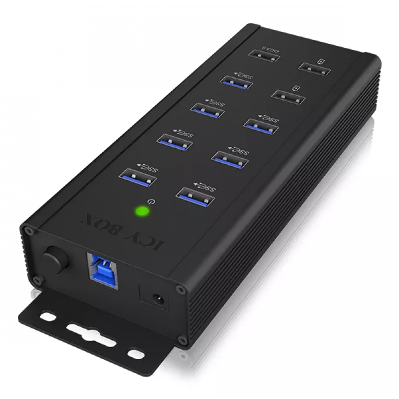 ICY BOX IB-HUB1703-QC3 USB 3.2 Gen 1 (3.1 Gen 1) Type-B 5000 Mbit/s juodas