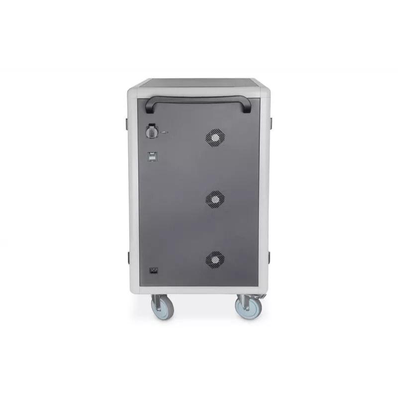 DIGITUS Įkrovimo vežimėlis 30 vietų, 15,6 col., juodas 1100 x 700 x 650 mm, su USB, PDU, ventiliatoriumi