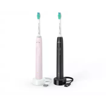 Philips Sonicare 3100 serijos HX3675/15 2 vnt. komplektas – juoda ir rožinė