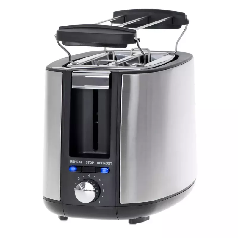 Skrudintuvas Adler AD 3214, 2 griežinėliams, nerūdijantis plienas, 900 W, 7 skrudinimo lygiai, atšildymas/pašildymas/automatinis išsijungimas