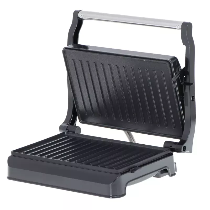 Kontaktinis grilis Adler AD 3052 stačiakampis plienas/juoda, 1200 W, grotelės viršuje, užrakinamas dangtis
