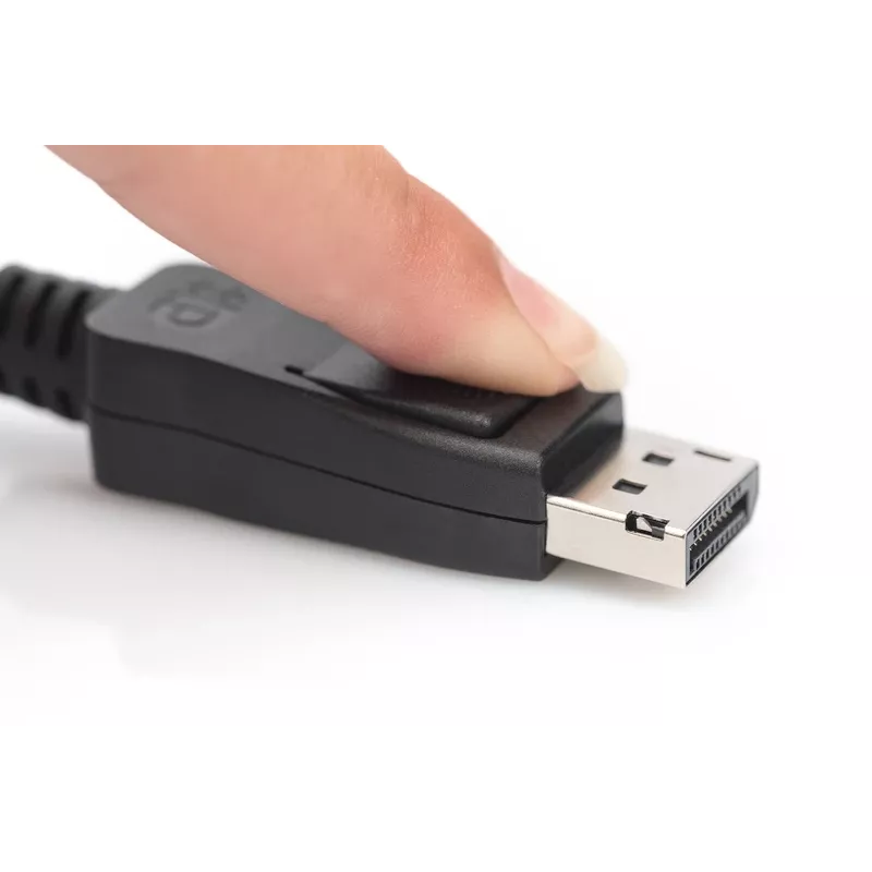 DIGITUS DisplayPort jungiamasis laidas, DP M/M, 3 m su užraktu, Ultra HD 8K, Vers. 1.3/1.4, juodas