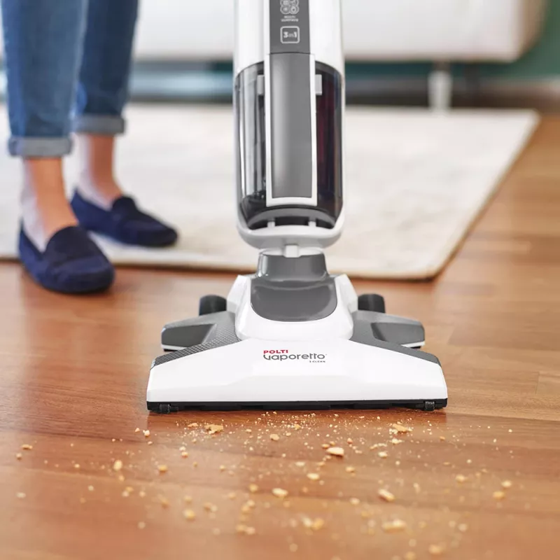 Stačias siurblys su garų valytuvu Polti Vaporetto 3 Clean 1800 W be maišelio baltas