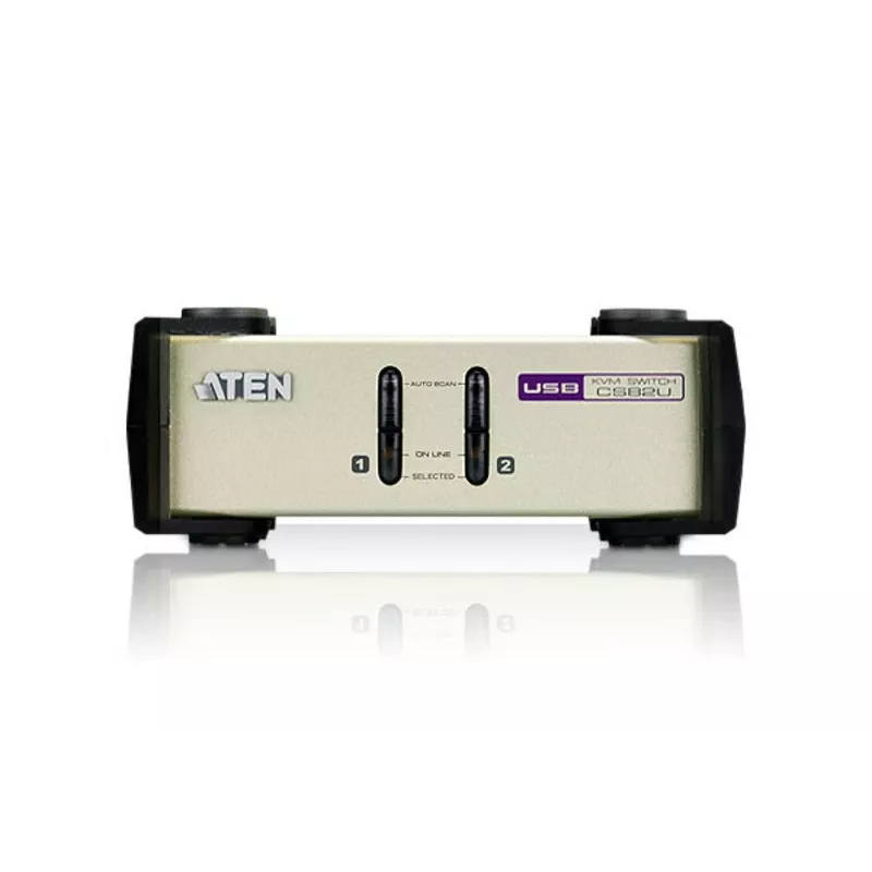 ATEN CS82U 2 prievadų USB - PS/2 VGA KVM jungiklis su KVM kabeliais, 2048 x 1536 pikselių, QXGA, 0,72 W, šviesiai pilka