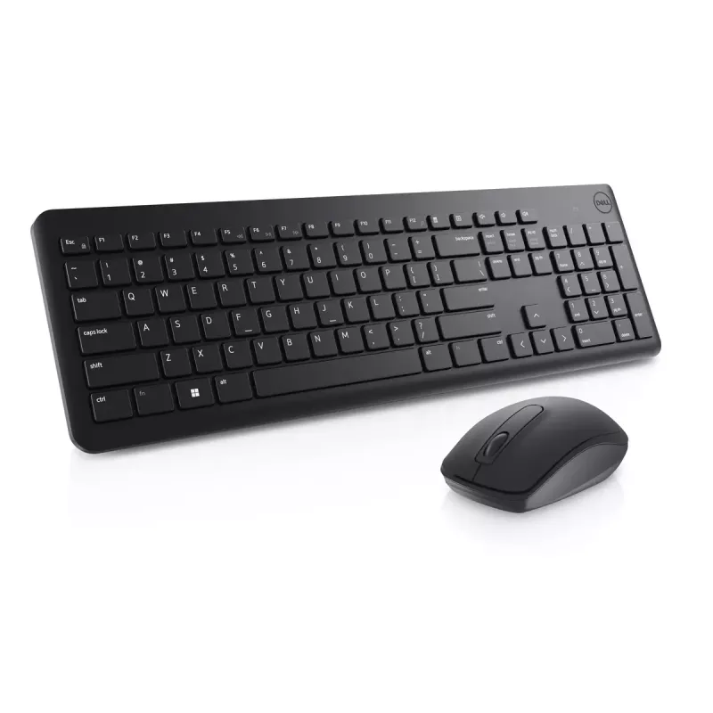 Belaidis klaviatūros ir pelės rinkinys Dell KM3322W — Pilno dydžio QWERTY, RF belaidis, juodas, biurui
