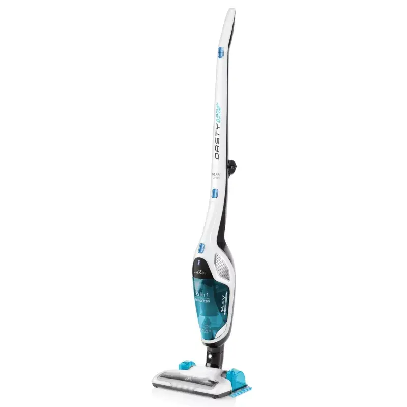 Belaidis dulkių siurblys ETA Dasty AquaPlus ETA344790010 — 95 W variklis, 14,4 V baterija, iki 45 min, rankinis ir lazdelinis, baltas/mėlynas