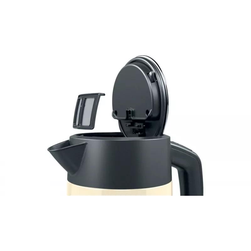 Elektrinis virdulys Bosch TWK4P437 1,7 L, 2400 W, nerūdijančio plieno korpusas, belaidis, smėlio/juodos spalvos