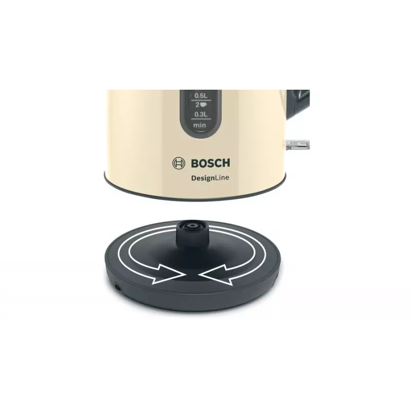 Elektrinis virdulys Bosch TWK4P437 1,7 L, 2400 W, nerūdijančio plieno korpusas, belaidis, smėlio/juodos spalvos