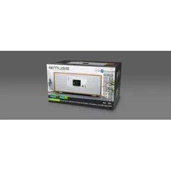 Asmeninis radijo imtuvas Muse M-695 DBTW – DAB/DAB+/FM skaitmeninis siųstuvas, 2,8 colio TFT, 60 W RMS, AC/DC, medžio/baltos spalvos