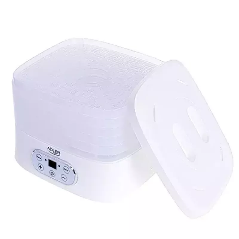 Džiovintuvas ADLER AD 6658, 5 padėklų, LCD laikmatis 70h, 35–70°C, 230W (maks. 550W), baltas