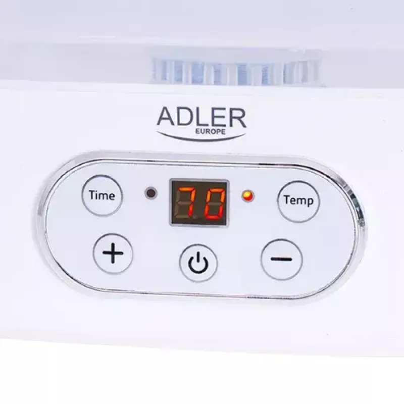 Džiovintuvas ADLER AD 6658, 5 padėklų, LCD laikmatis 70h, 35–70°C, 230W (maks. 550W), baltas