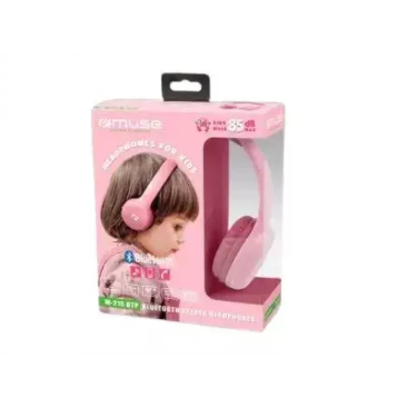 Belaidės ausinės ant galvos Muse M-215 BTP, Bluetooth, 115 g, rožinės spalvos