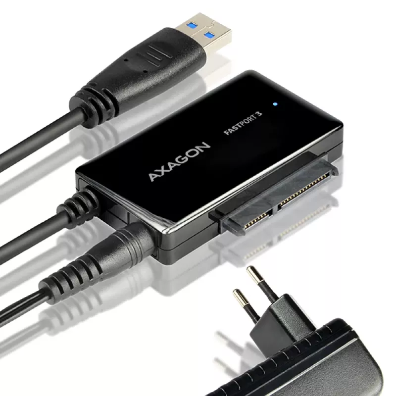 Adapteris Axagon ADSA-FP3 USB 3.0 - SATA 6G, skirtas prijungti visus SATA diskus ir įrenginius
