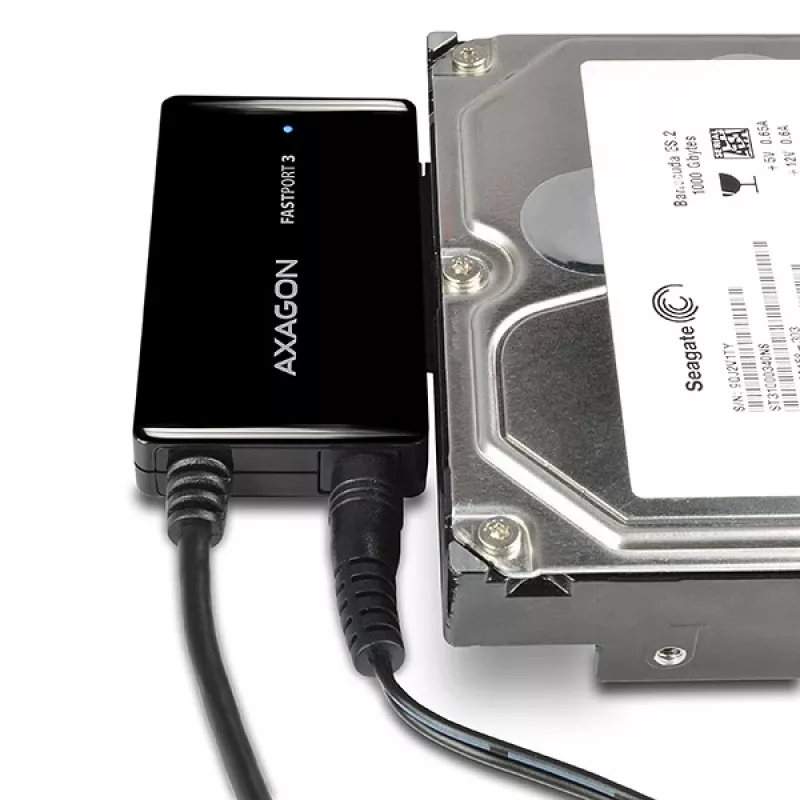 Adapteris Axagon ADSA-FP3 USB 3.0 - SATA 6G, skirtas prijungti visus SATA diskus ir įrenginius