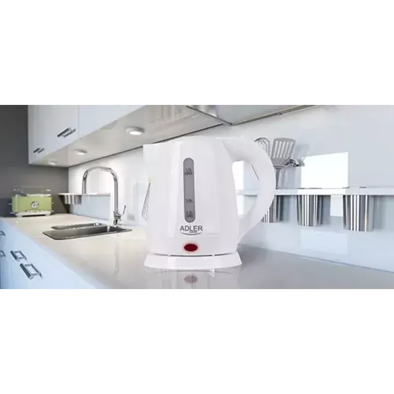 Elektrinis virdulys Adler AD 1272 – 1 L, 1600 W, lazdyno riešutų ir baltos spalvos, mygtukų valdymas, nuo kalkių apsaugantis filtras