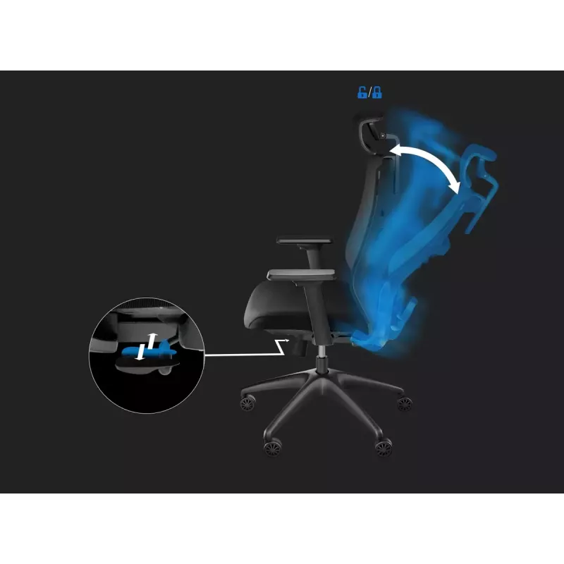 PC žaidimų kėdė GENESIS Astat 200 G2 tinklinė sėdynė Juoda 120 kg