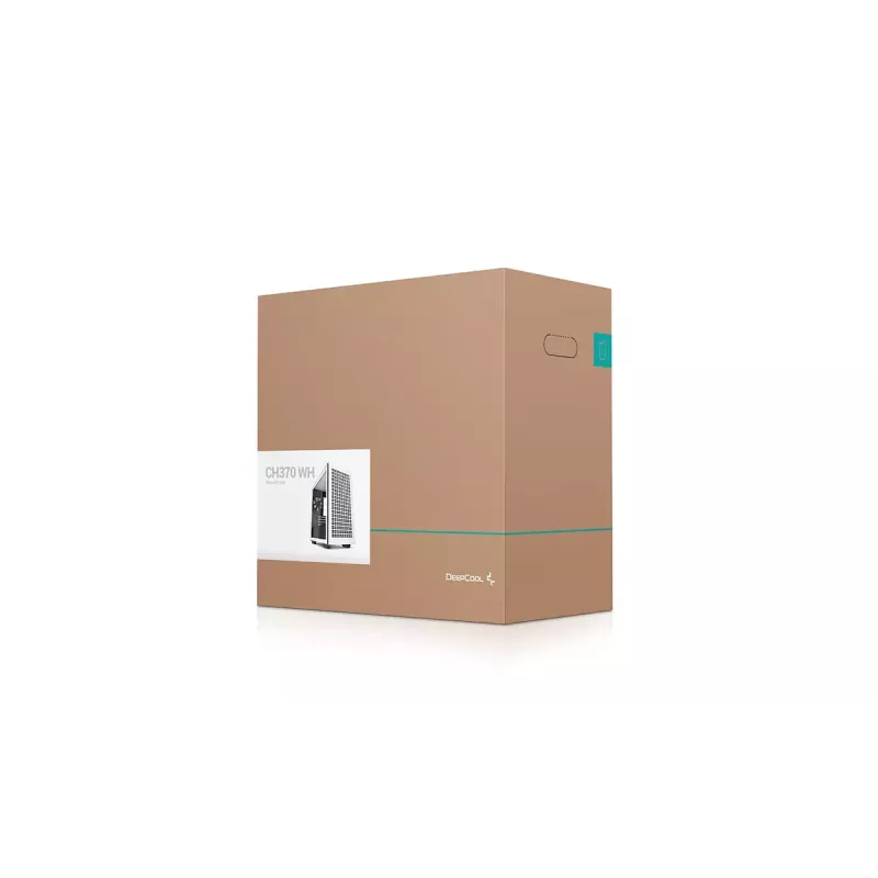 DeepCool CH370 WH R-CH370-WHNAM1-G-1 Micro ATX Mini Tower kompiuterio dėžė su šoniniu langu, tinka 360 mm radiatoriui, 2x 3,5 colio ir 3x 2,5 colio vietos diskams, balta