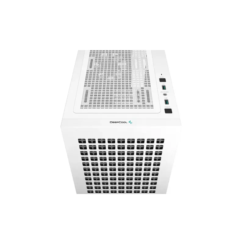 DeepCool CH370 WH R-CH370-WHNAM1-G-1 Micro ATX Mini Tower kompiuterio dėžė su šoniniu langu, tinka 360 mm radiatoriui, 2x 3,5 colio ir 3x 2,5 colio vietos diskams, balta