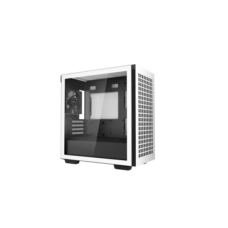 DeepCool CH370 WH R-CH370-WHNAM1-G-1 Micro ATX Mini Tower kompiuterio dėžė su šoniniu langu, tinka 360 mm radiatoriui, 2x 3,5 colio ir 3x 2,5 colio vietos diskams, balta