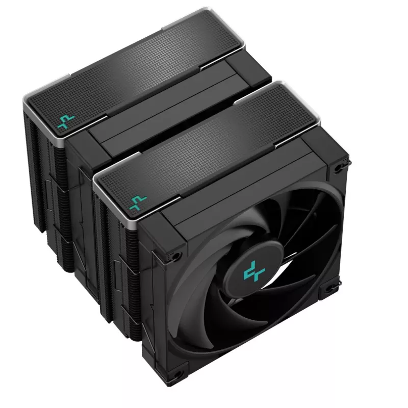 Oro aušintuvas DeepCool AK620 ZERO DARK 12 cm juodas, 6 šilumos vamzdeliai, 2x120 mm PWM ventiliatoriai, TDP 260 W, aukštis 160 mm