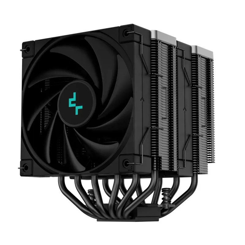 Oro aušintuvas DeepCool AK620 ZERO DARK 12 cm juodas, 6 šilumos vamzdeliai, 2x120 mm PWM ventiliatoriai, TDP 260 W, aukštis 160 mm