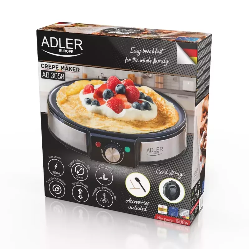 Blyninė Adler AD 3058 1600 W Juodas Nerūdijantis Plienas