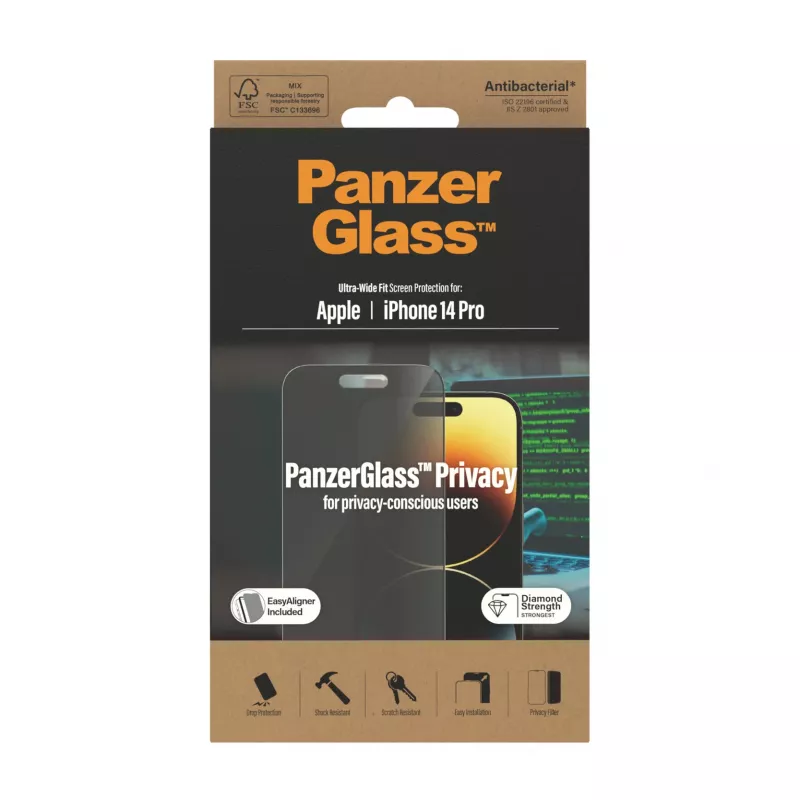 PanzerGlass® Privatumo ekrano apsauga iPhone 14 Pro | Ultra-Wide Fit su EasyAligner