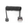 Digitus USB 2.0 USB A į USB C spiralinis laidas 1 m 0,48 Gbit/s juodas