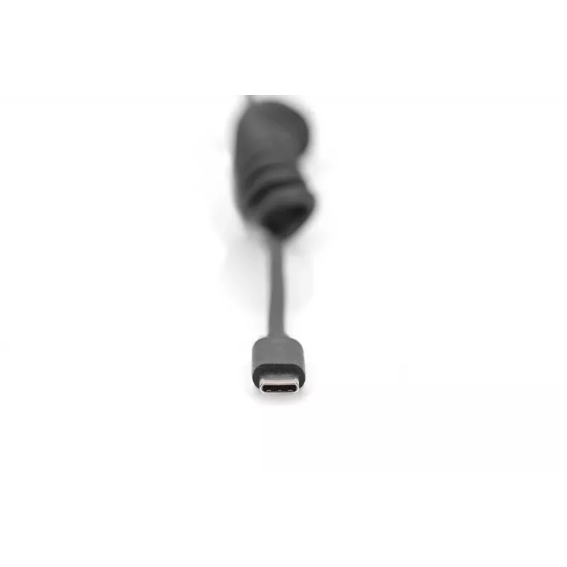 Digitus USB 2.0 USB A į USB C spiralinis laidas 1 m 0,48 Gbit/s juodas
