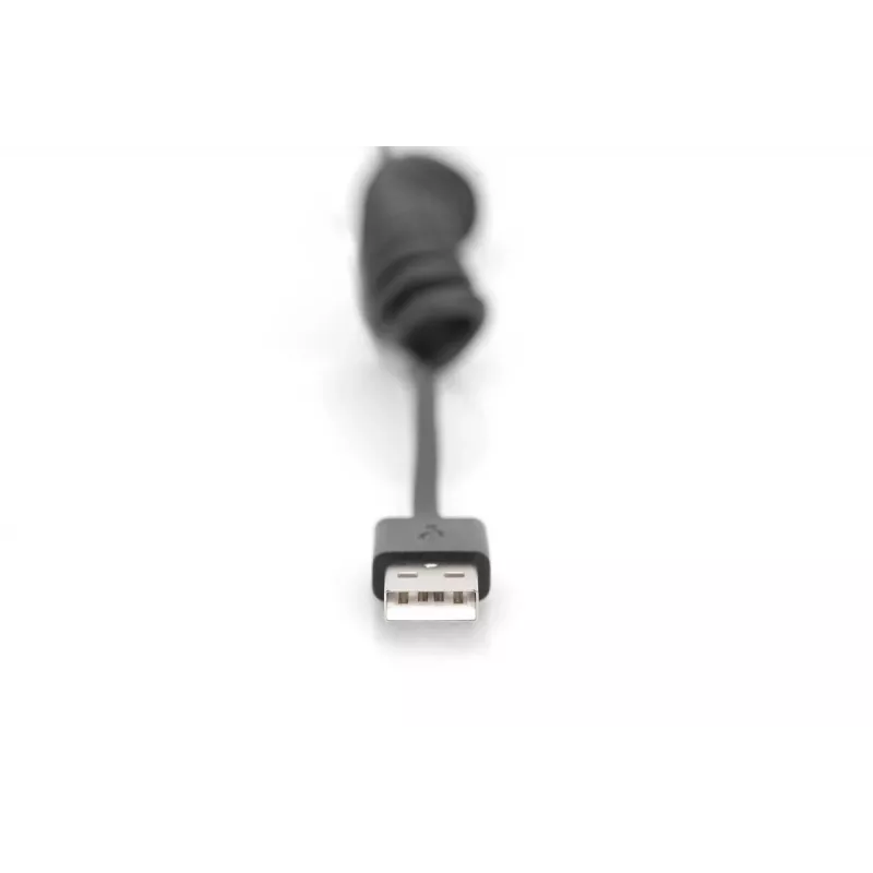 Digitus USB 2.0 USB A į USB C spiralinis laidas 1 m 0,48 Gbit/s juodas