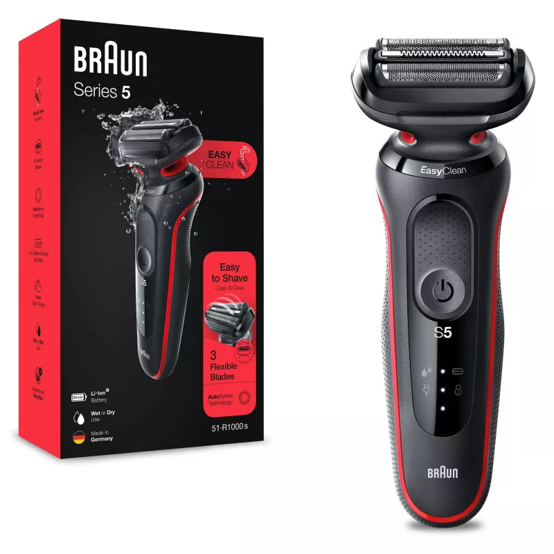 Braun Series 5 50-R1000s folinis skustuvas juodas, raudonas
