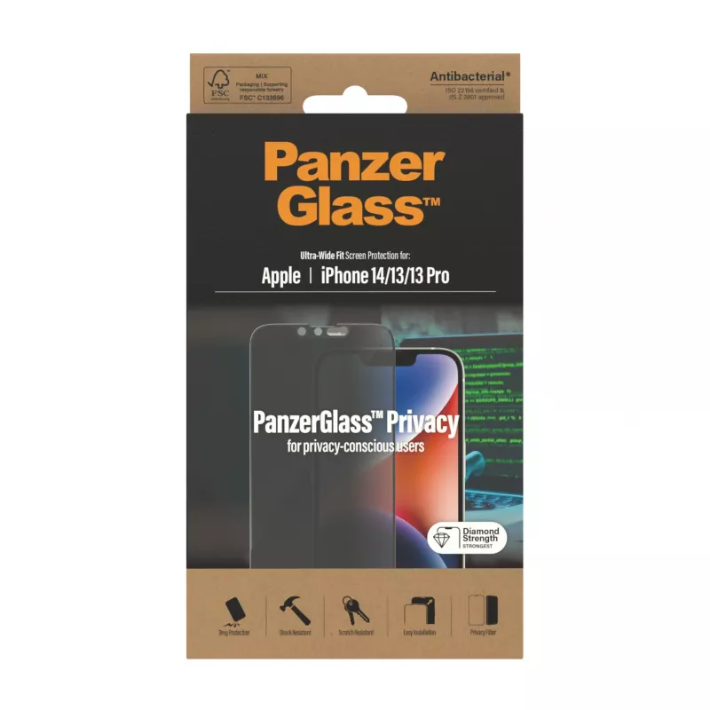 Apsauginis stiklas su privatumo filtru PanzerGlass Apple iPhone 14 13 13 Pro