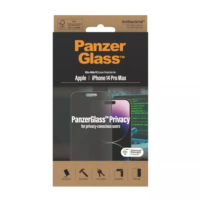 PanzerGlass® privatumo ekrano apsauga iPhone 14 Pro Max | Ultra-Wide Fit