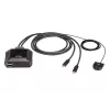 ATEN US3312 2 prievadų USB-C 4K DisplayPort KVM jungiklis su nuotoliniu prievadų parinkikliu